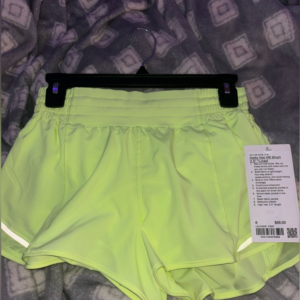 Highlight yellow lululemon shorts